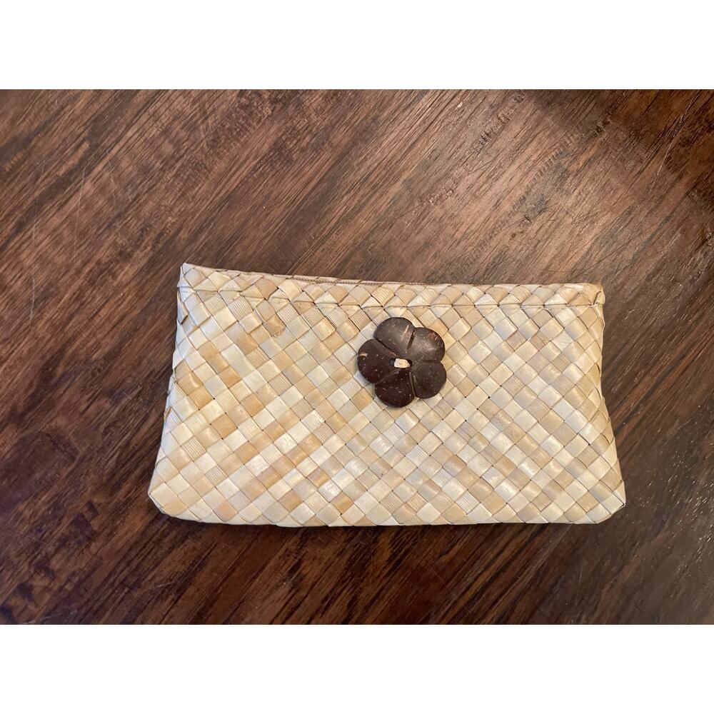 Woven straw clutch